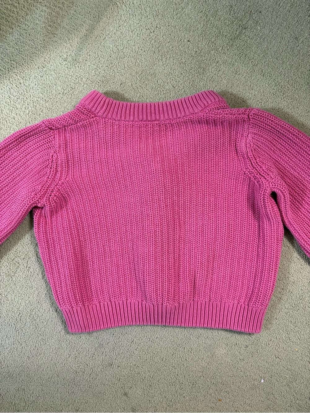 Hanna Andersson 100% Cotton Pink Chunky Knit Button-Front Cardigan Girls Size 8 - Picture 5 of 5